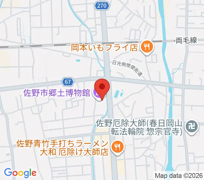 佐野市郷土博物館の地図