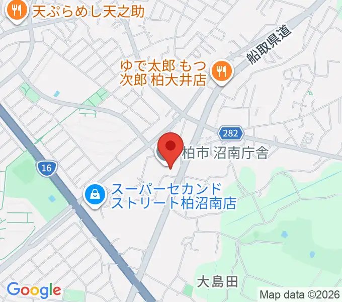 柏市郷土資料展示室の地図