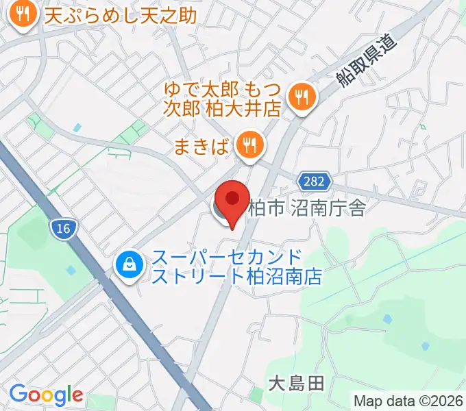 柏市郷土資料展示室の地図
