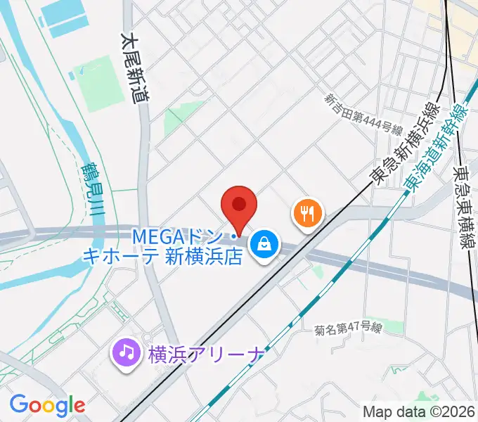 横浜市港北スポーツセンターの地図