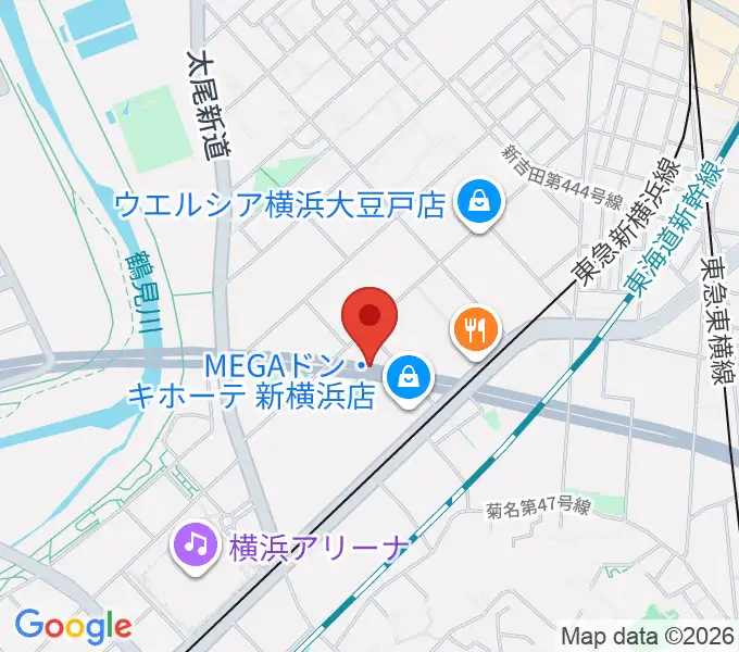 横浜市港北スポーツセンターの地図
