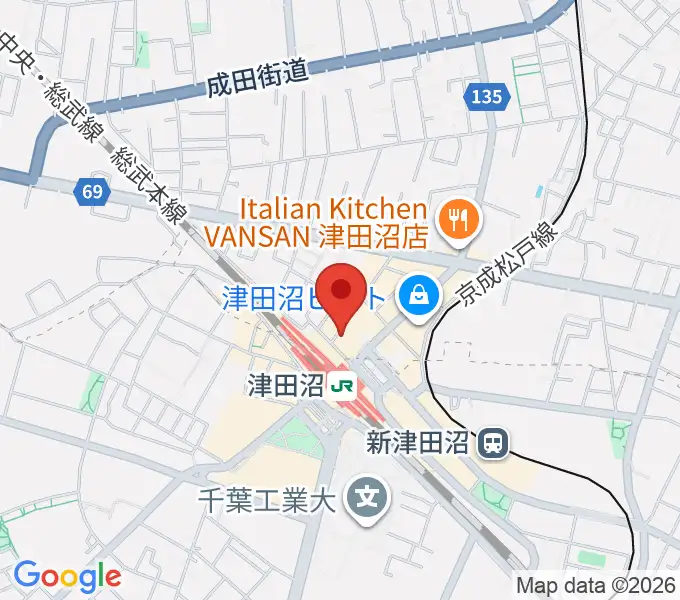 RBC's津田沼スタジオの地図