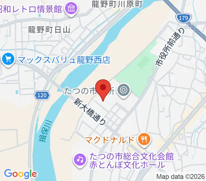 たつの市龍野体育館の地図