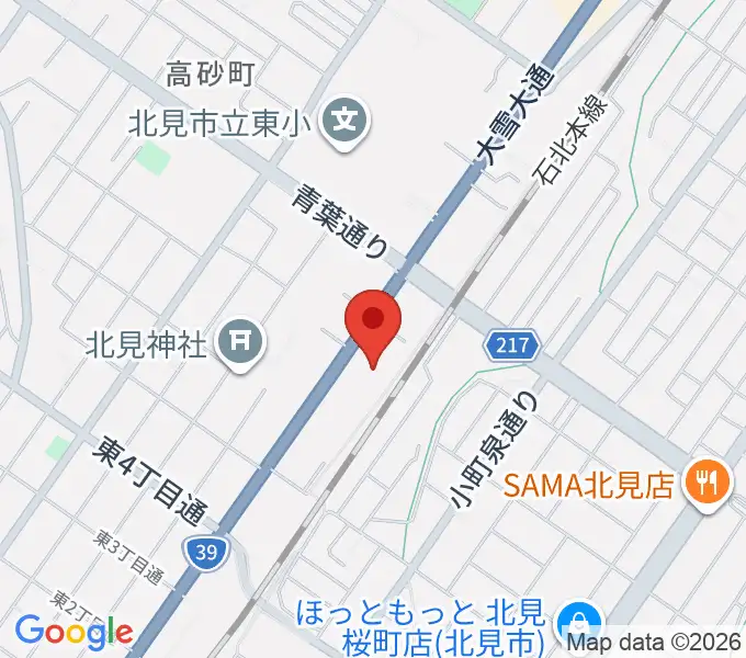 スコーレ北見市民温水プールの地図