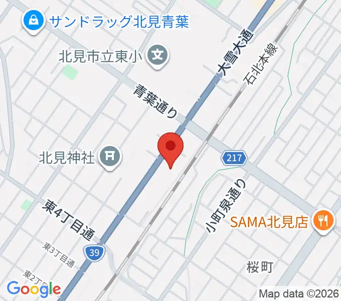 スコーレ北見市民温水プールの地図
