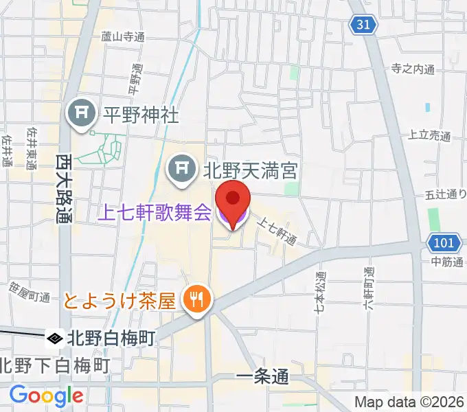 上七軒歌舞会演舞場の地図