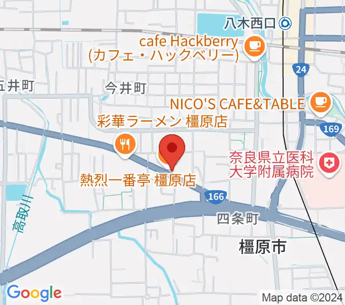 ハーツミュージックスタジオ橿原八木店の地図