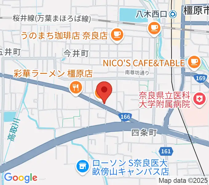 ハーツミュージックスタジオ橿原八木店の地図