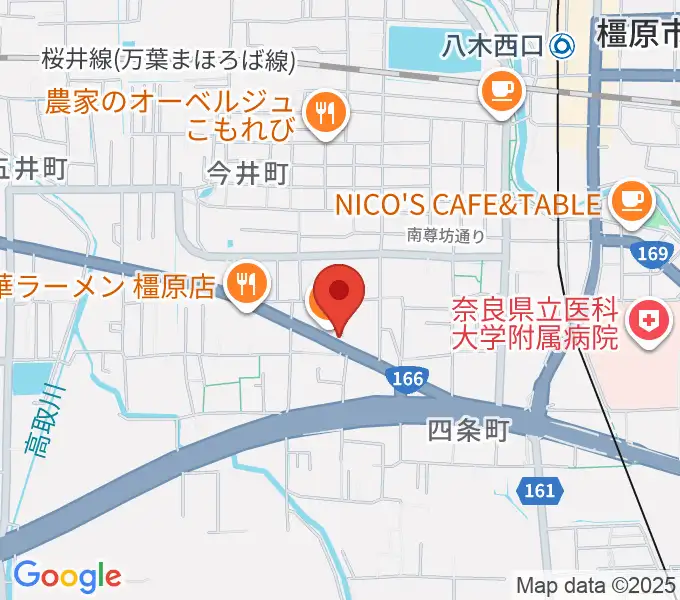 ハーツミュージックスタジオ橿原八木店の地図