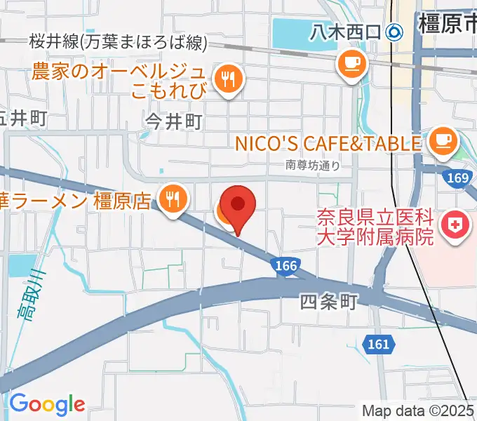 ハーツミュージックスタジオ橿原八木店の地図