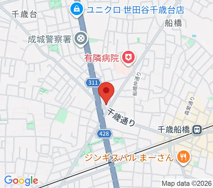 スターウッズ・レコーディングスタジオの地図