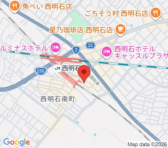 スガナミ楽器 西明石ミュージックセンターの地図