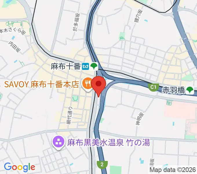 スガナミ楽器 麻布センターの地図