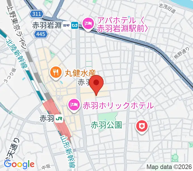 エークラスミュージック赤羽センターの地図