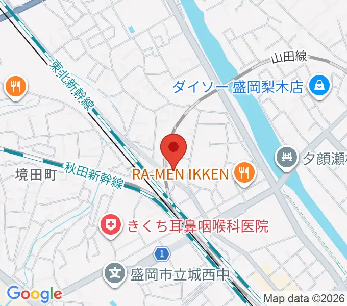 伊藤隆盛岡ギター教室の地図