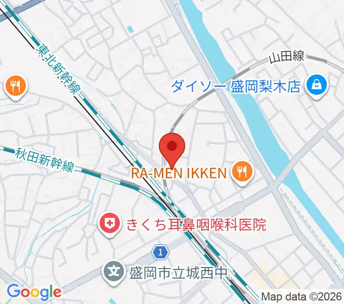 伊藤隆盛岡ギター教室の地図