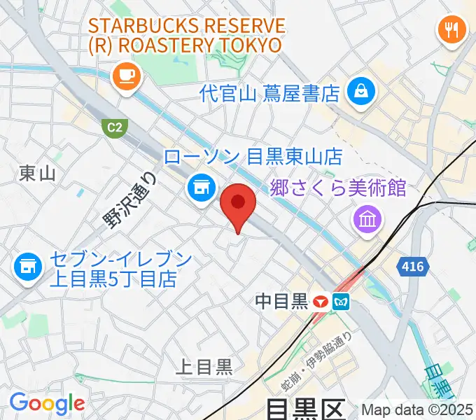 TWO-FIVEギタースクールの地図