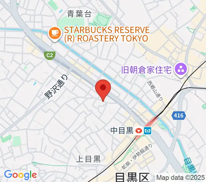 TWO-FIVEギタースクールの地図