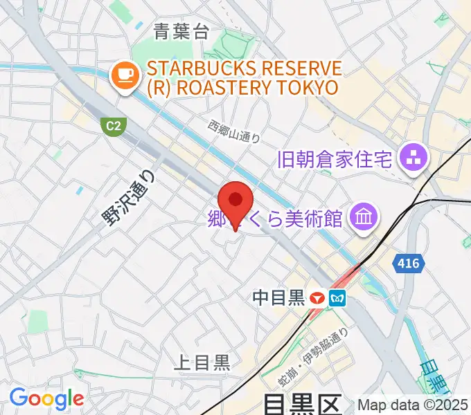 TWO-FIVEギタースクールの地図