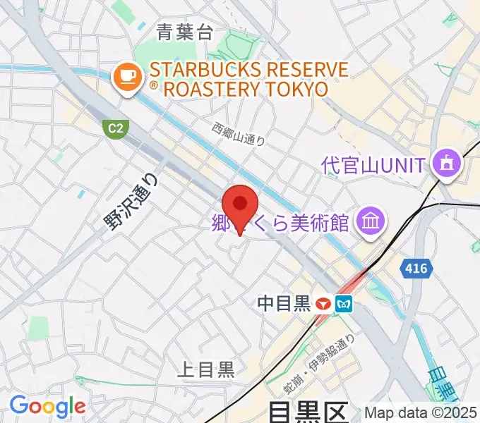 TWO-FIVEギタースクールの地図