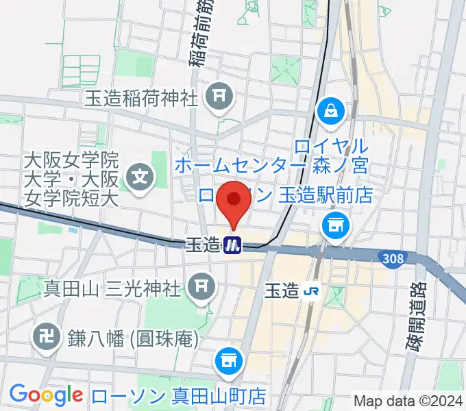 玉造ギタースクールの地図