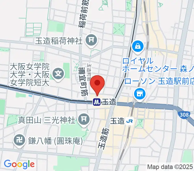 玉造ギタースクールの地図
