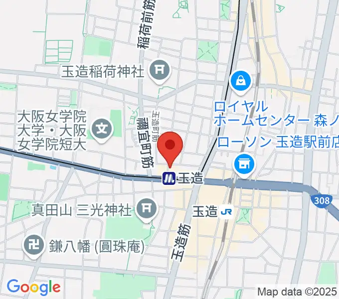 玉造ギタースクールの地図