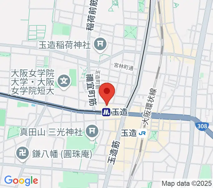玉造ギタースクールの地図
