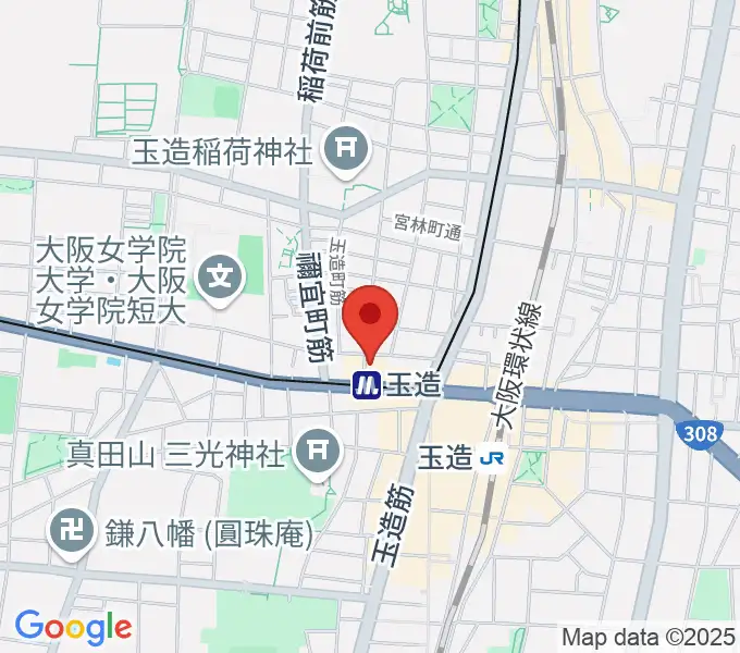 玉造ギタースクールの地図