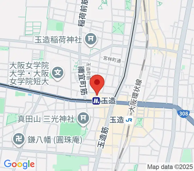 玉造ギタースクールの地図