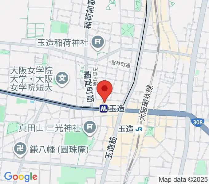 玉造ギタースクールの地図