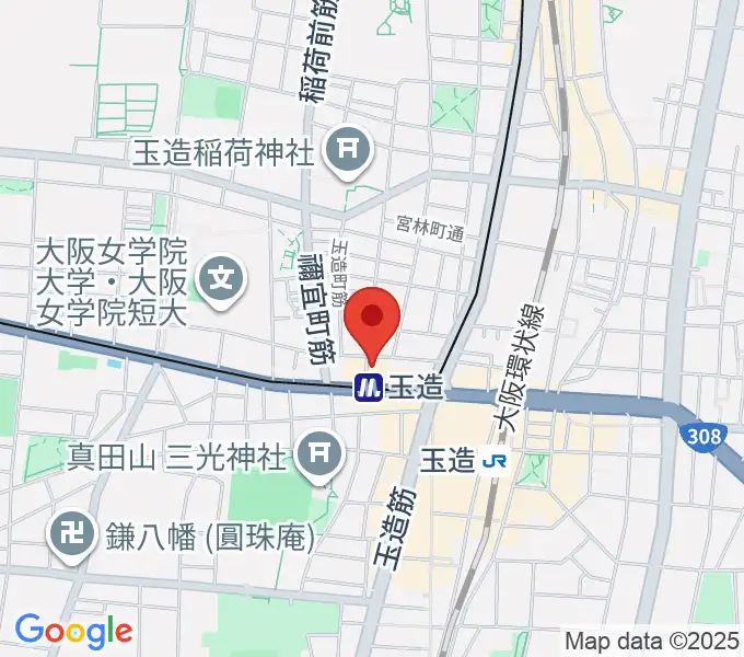 玉造ギタースクールの地図