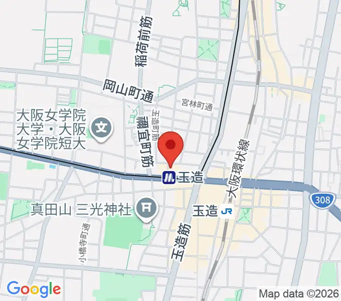 玉造ギタースクールの地図