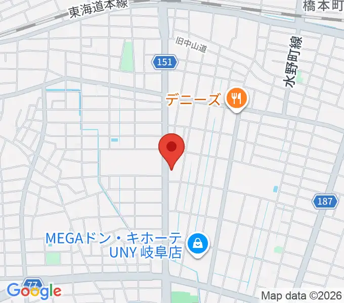 横山ギター教室の地図