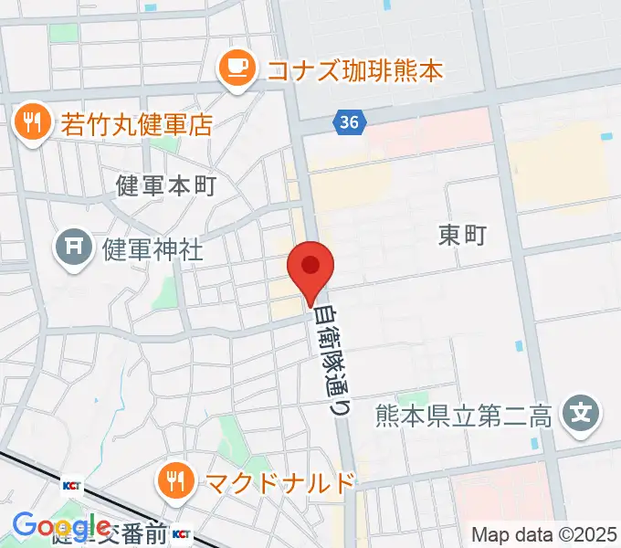 有明楽器 健軍本店の地図
