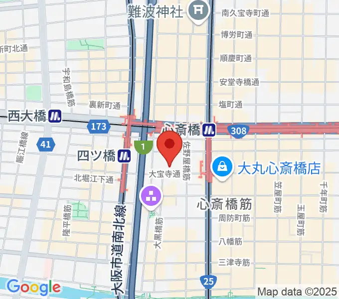 ジャパンギタースクール 心斎橋校の地図
