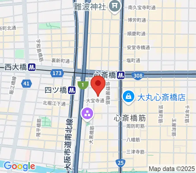 ジャパンギタースクール 心斎橋校の地図