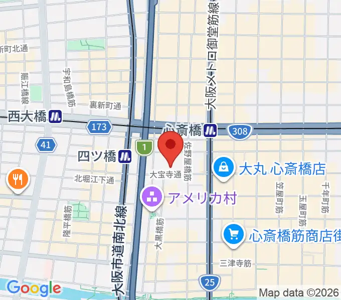 ジャパンギタースクール 心斎橋校の地図