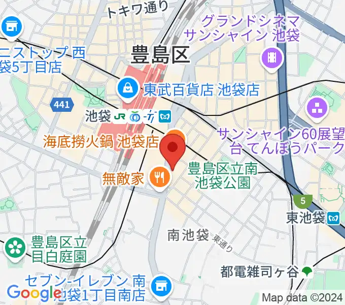 ヤマノミュージックサロン池袋の地図