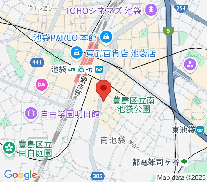 ヤマノミュージックサロン池袋の地図
