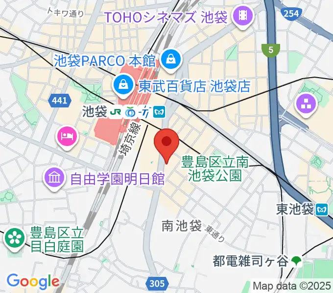 ヤマノミュージックサロン池袋の地図