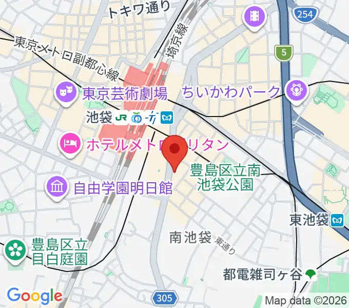 ヤマノミュージックサロン池袋の地図