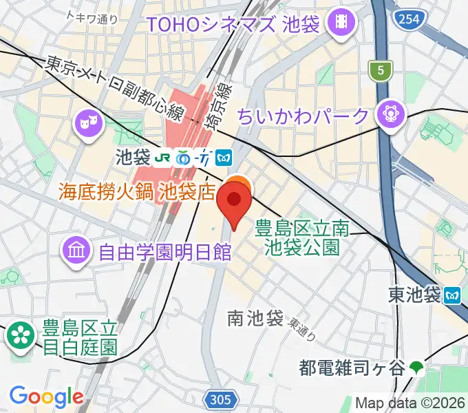 ヤマノミュージックサロン池袋の地図