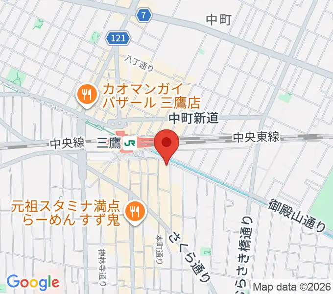 ヤマノミュージックセンター三鷹の地図