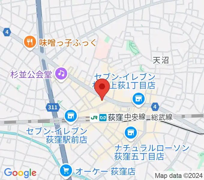 八重洲ピアノ社 荻窪本店センターの地図