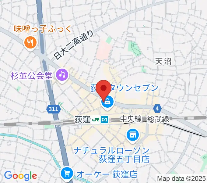 八重洲ピアノ社 荻窪本店センターの地図
