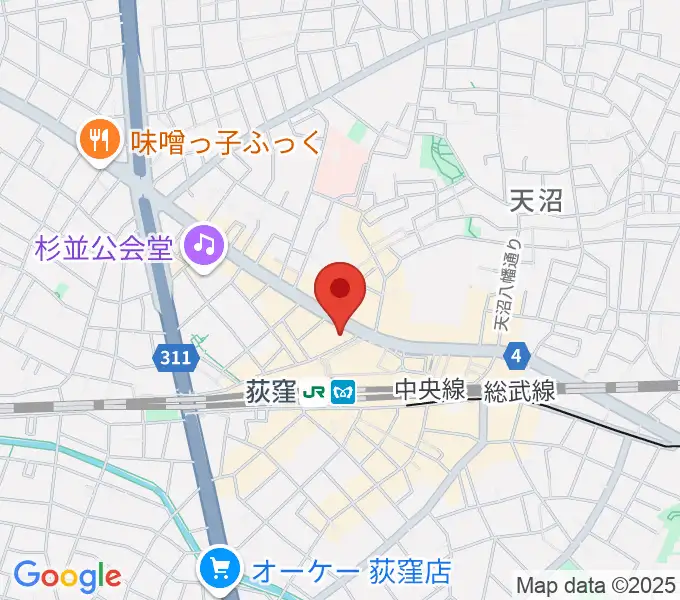 八重洲ピアノ社 荻窪本店センターの地図