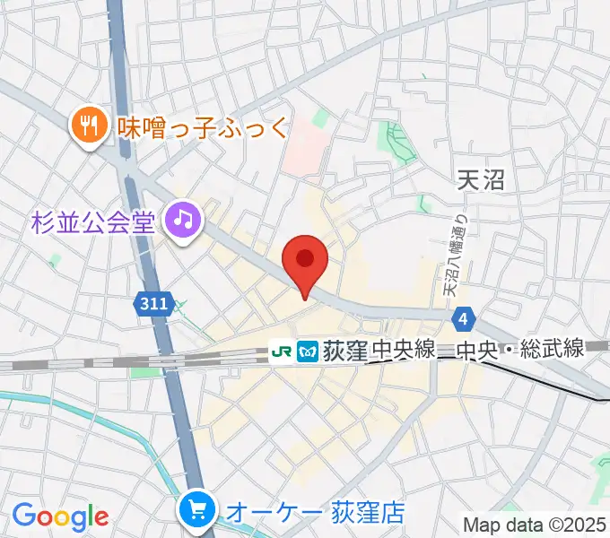 八重洲ピアノ社 荻窪本店センターの地図
