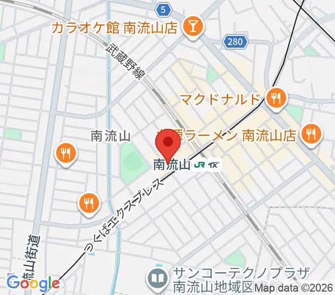 夢弦の会ギタースクールの地図