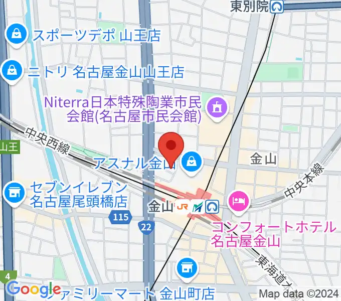 名古屋アズール・ギター教室の地図